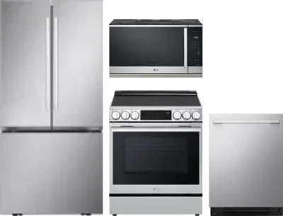 4 Piece Package Includes Refrigerator, Range, Microwave And Dishwasher