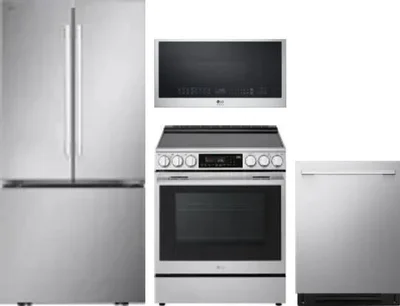 4 Piece Package Includes Refrigerator, Range, Microwave And Dishwasher