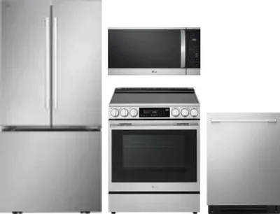 4 Piece Package Includes Refrigerator, Range, Microwave And Dishwasher