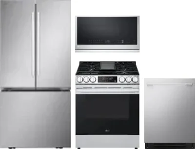 4 Piece Package Includes Refrigerator, Range, Microwave And Dishwasher