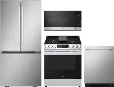 4 Piece Package Includes Refrigerator, Range, Microwave And Dishwasher