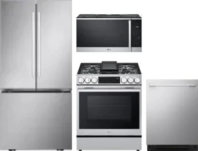 4 Piece Package Includes Refrigerator, Range, Microwave And Dishwasher