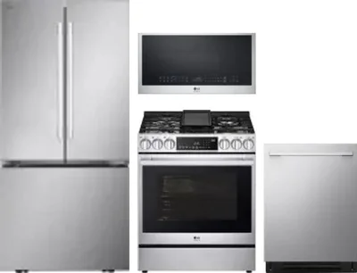 4 Piece Package Includes Refrigerator, Range, Microwave And Dishwasher