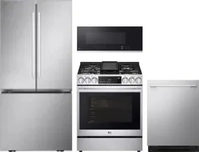4 Piece Package Includes Refrigerator, Range, Microwave And Dishwasher