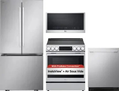 4 Piece Package Includes Refrigerator, Range, Microwave And Dishwasher