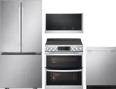 4 Piece Package Includes Refrigerator, Range, Microwave And Dishwasher