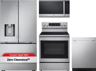 4 Piece Package Includes Refrigerator, Range, Microwave And Dishwasher