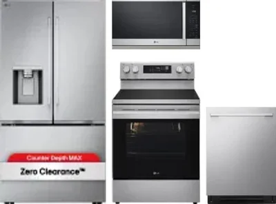 4 Piece Package Includes Refrigerator, Range, Microwave And Dishwasher