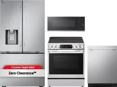 4 Piece Package Includes Refrigerator, Range, Microwave And Dishwasher