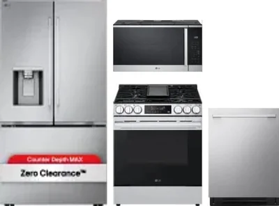 4 Piece Package Includes Refrigerator, Range, Microwave And Dishwasher