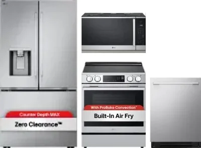 4 Piece Package Includes Refrigerator, Range, Microwave And Dishwasher