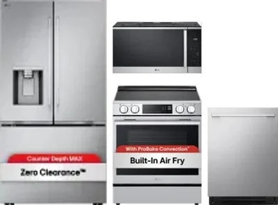 4 Piece Package Includes Refrigerator, Range, Microwave And Dishwasher
