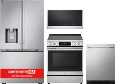 4 Piece Package Includes Refrigerator, Range, Microwave And Dishwasher