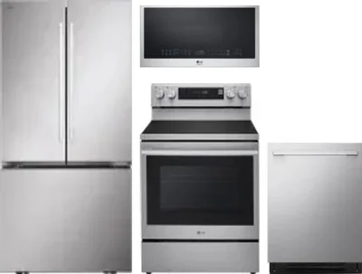 4 Piece Package Includes Refrigerator, Range, Microwave And Dishwasher