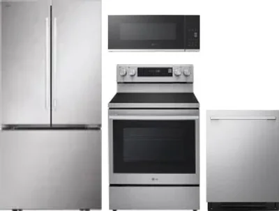 4 Piece Package Includes Refrigerator, Range, Microwave And Dishwasher