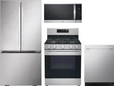 4 Piece Package Includes Refrigerator, Range, Microwave And Dishwasher