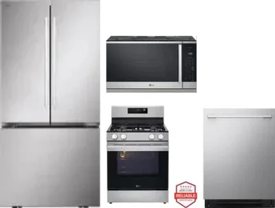 4 Piece Package Includes Refrigerator, Range, Microwave And Dishwasher