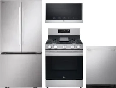 4 Piece Package Includes Refrigerator, Range, Microwave And Dishwasher