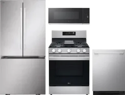 4 Piece Package Includes Refrigerator, Range, Microwave And Dishwasher