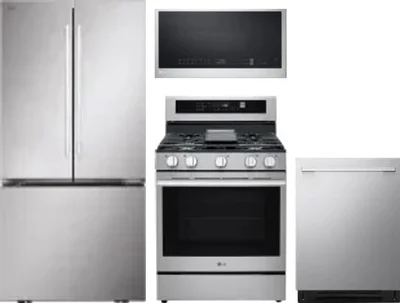 4 Piece Package Includes Refrigerator, Range, Microwave And Dishwasher