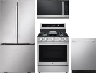 4 Piece Package Includes Refrigerator, Range, Microwave And Dishwasher