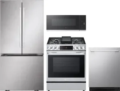 4 Piece Package Includes Refrigerator, Range, Microwave And Dishwasher