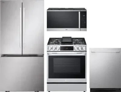 4 Piece Package Includes Refrigerator, Range, Microwave And Dishwasher