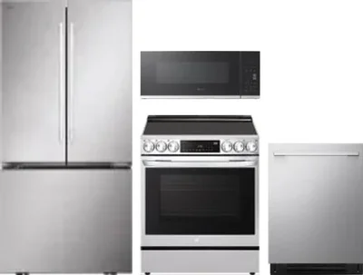 4 Piece Package Includes Refrigerator, Range, Microwave And Dishwasher