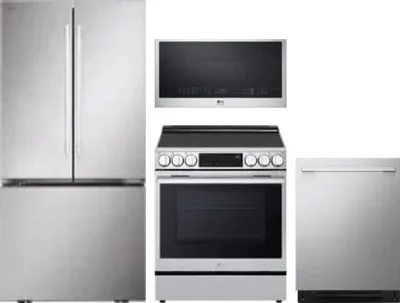 4 Piece Package Includes Refrigerator, Range, Microwave And Dishwasher