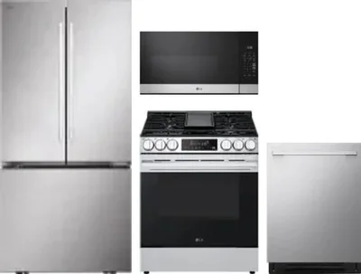4 Piece Package Includes Refrigerator, Range, Microwave And Dishwasher