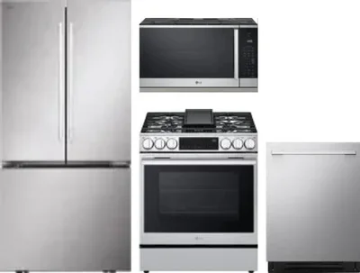 4 Piece Package Includes Refrigerator, Range, Microwave And Dishwasher