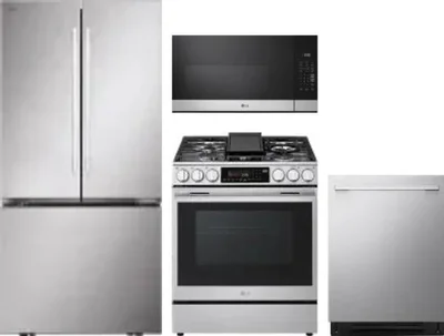 4 Piece Package Includes Refrigerator, Range, Microwave And Dishwasher