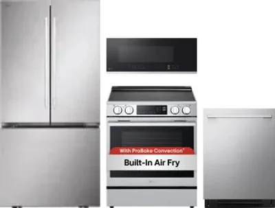 4 Piece Package Includes Refrigerator, Range, Microwave And Dishwasher