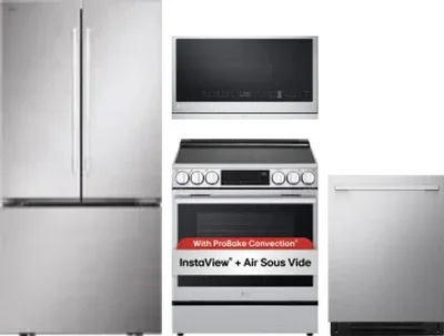 4 Piece Package Includes Refrigerator, Range, Microwave And Dishwasher