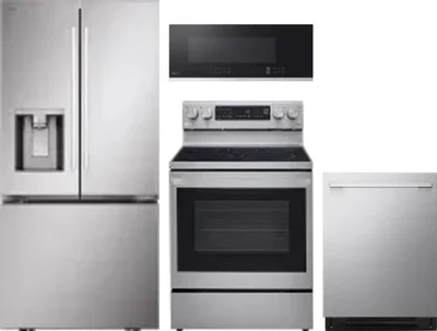 4 Piece Package Includes Refrigerator, Range, Microwave And Dishwasher