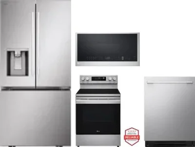 4 Piece Package Includes Refrigerator, Range, Microwave And Dishwasher