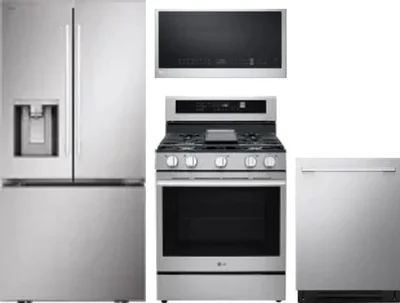 4 Piece Package Includes Refrigerator, Range, Microwave And Dishwasher
