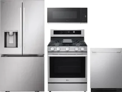 4 Piece Package Includes Refrigerator, Range, Microwave And Dishwasher