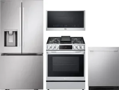 4 Piece Package Includes Refrigerator, Range, Microwave And Dishwasher