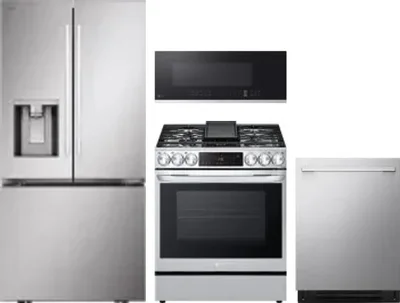 4 Piece Package Includes Refrigerator, Range, Microwave And Dishwasher