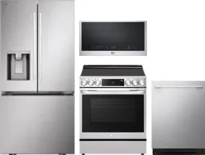 4 Piece Package Includes Refrigerator, Range, Microwave And Dishwasher