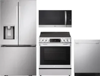 4 Piece Package Includes Refrigerator, Range, Microwave And Dishwasher