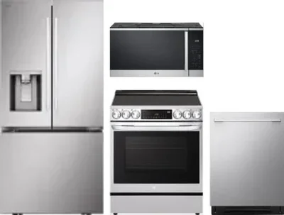 4 Piece Package Includes Refrigerator, Range, Microwave And Dishwasher