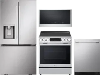 4 Piece Package Includes Refrigerator, Range, Microwave And Dishwasher
