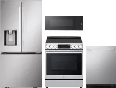 4 Piece Package Includes Refrigerator, Range, Microwave And Dishwasher