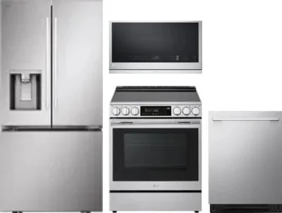4 Piece Package Includes Refrigerator, Range, Microwave And Dishwasher