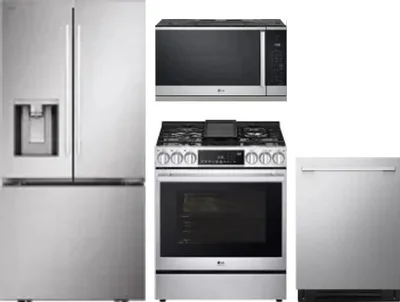 4 Piece Package Includes Refrigerator, Range, Microwave And Dishwasher