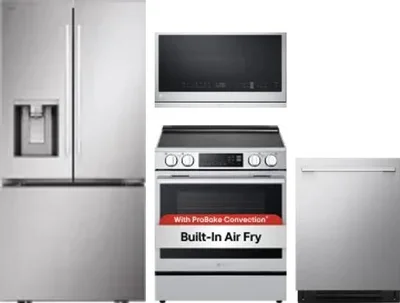 4 Piece Package Includes Refrigerator, Range, Microwave And Dishwasher