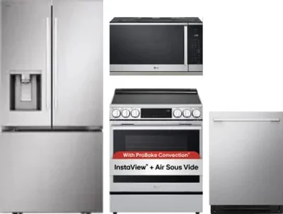 4 Piece Package Includes Refrigerator, Range, Microwave And Dishwasher