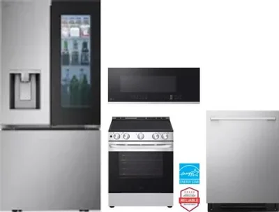 4 Piece Package Includes Refrigerator, Range, Microwave And Dishwasher